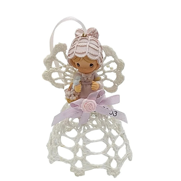 Precious Moments 113628 Girl With Bird Hanging Ornament Graced with Lace Gift - Picture 1 of 14